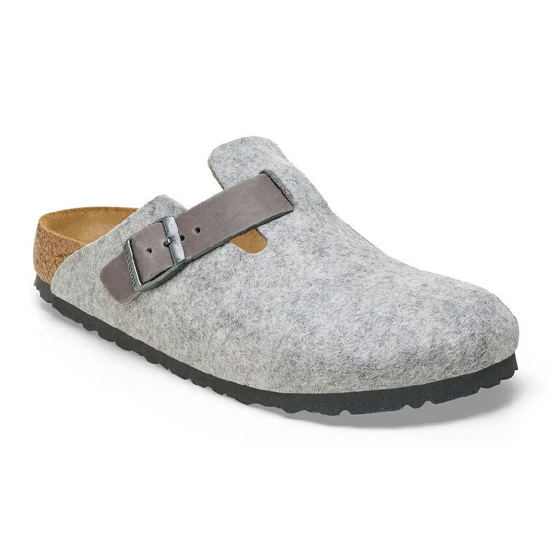 Birkenstock Women's Boston - Light Gray Wool Felt/Leather