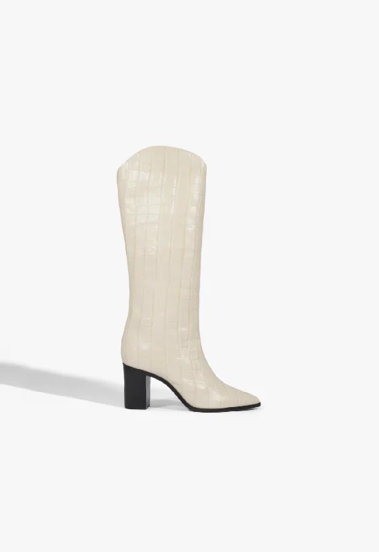 Maryana Block Crocodile-Embossed Leather Boot