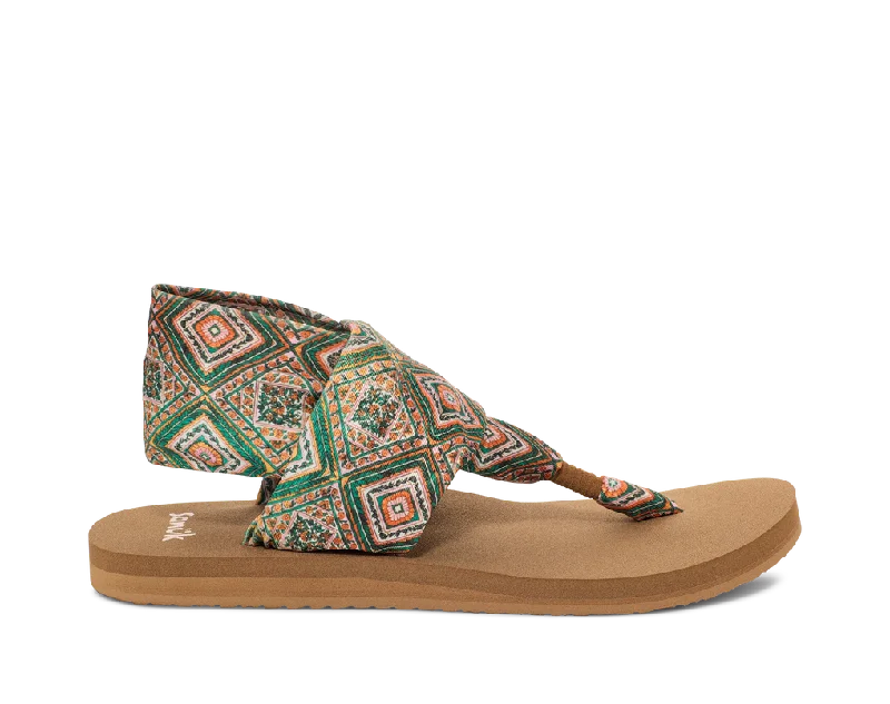 Sanuk Women’s Sling Tile Sandal Green/Gold