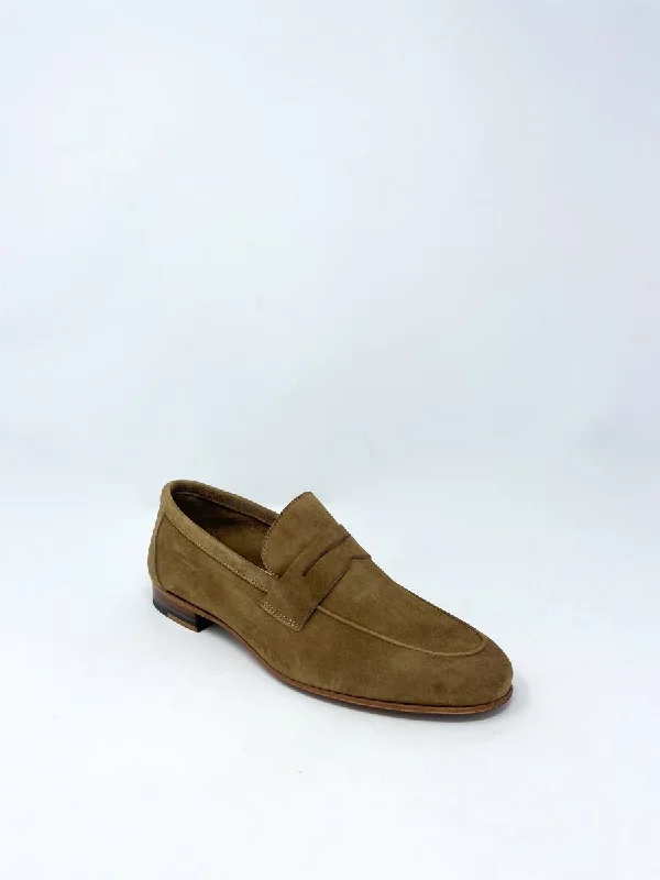 Summer Penny Loafer in Dark Taupe Suede