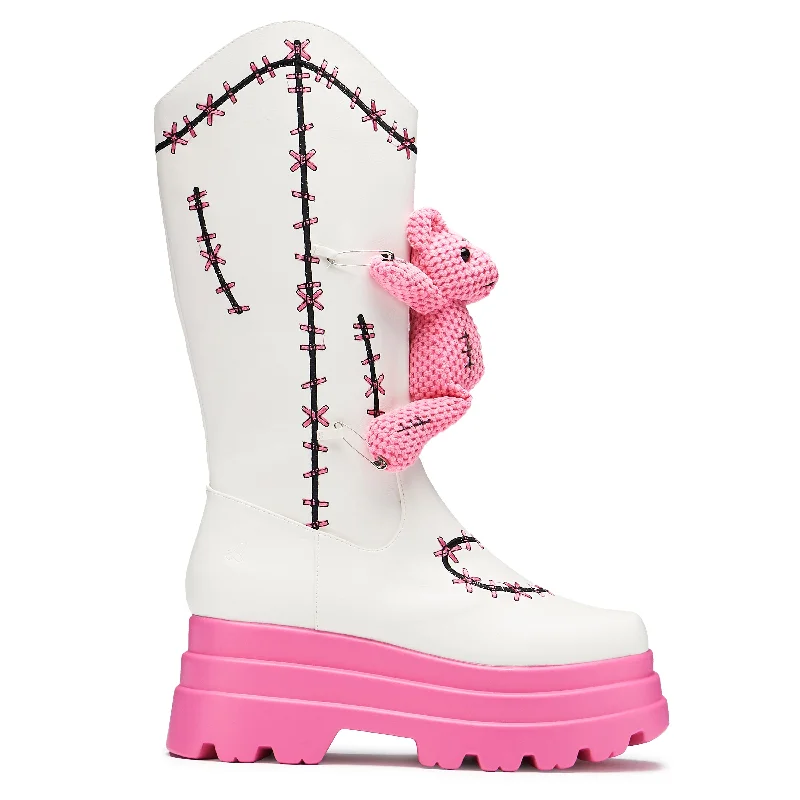 Twisted Teddy Tethers Long Boot - White