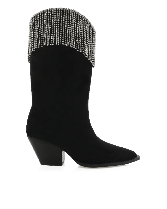 ARIE - BLACK SUEDE-DIAMANTE