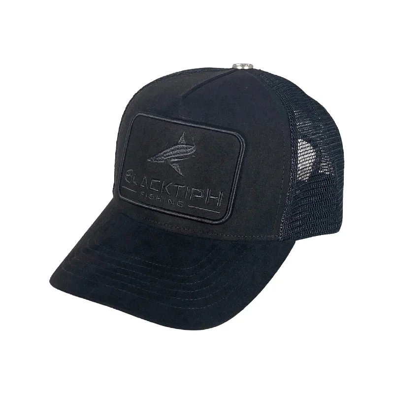 collapsible fishing net foldable BlacktipH Midnight Edition Hat "Black Suede"