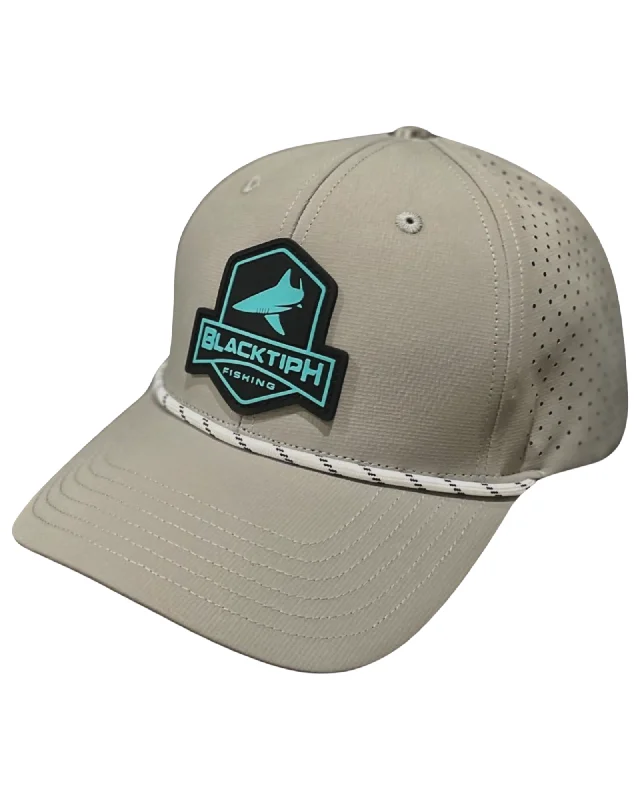 saltwater fishing gear bundle BlacktipH PVC Grey Turquoise Performance Snapback Hat