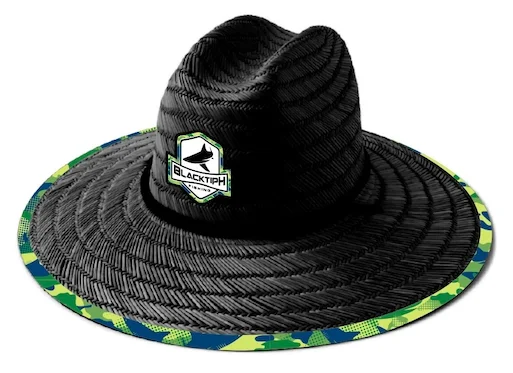 best fishing spots near me BlacktipH Straw Hat - Mahi Camo - Black
