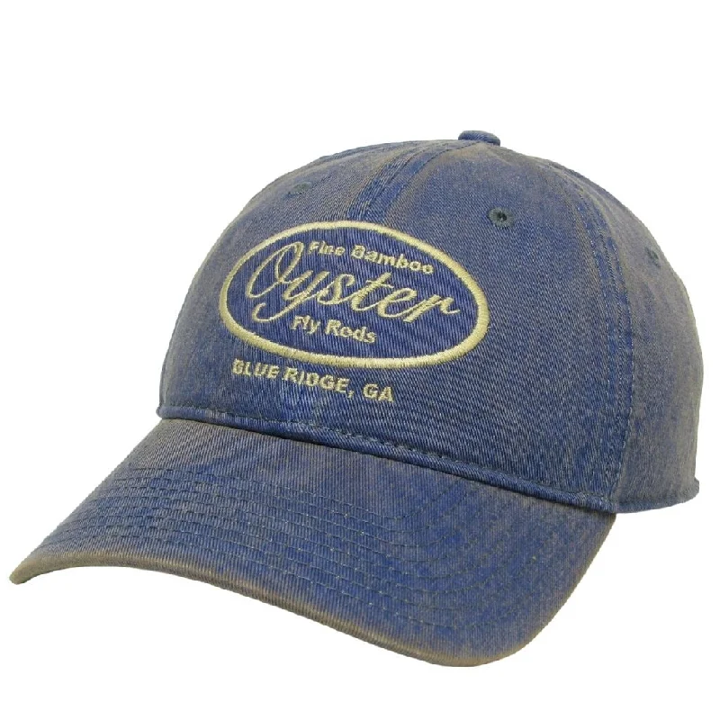 premium hand-tied bass jigs Blue Legacy 6-panel hat with embroidered Oyster logo