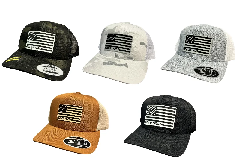 ice fishing sonar fish finder Bull Bay Flag Patch Hat - Multiple Styles