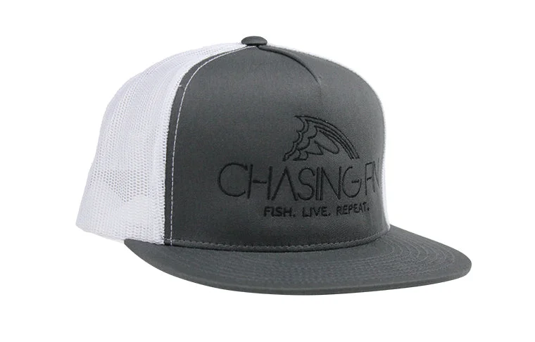 spinning vs baitcasting reels Charcoal & White Flatbill Snapback
