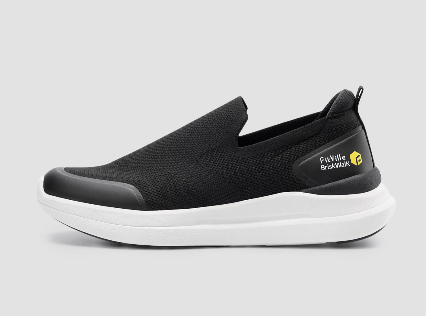Outdoor Sandals Collection FitVille Women's BriskWalk Recovery Slip-On V1 Black-White
