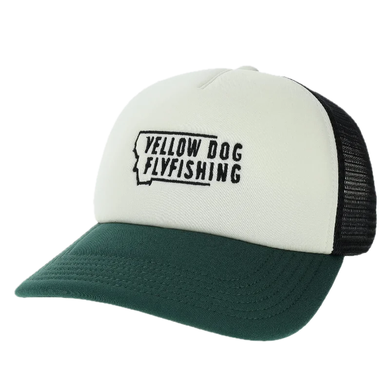 quick-attach fishing rod clips Yellow Dog Trucker Hat - Cream/Black/Green