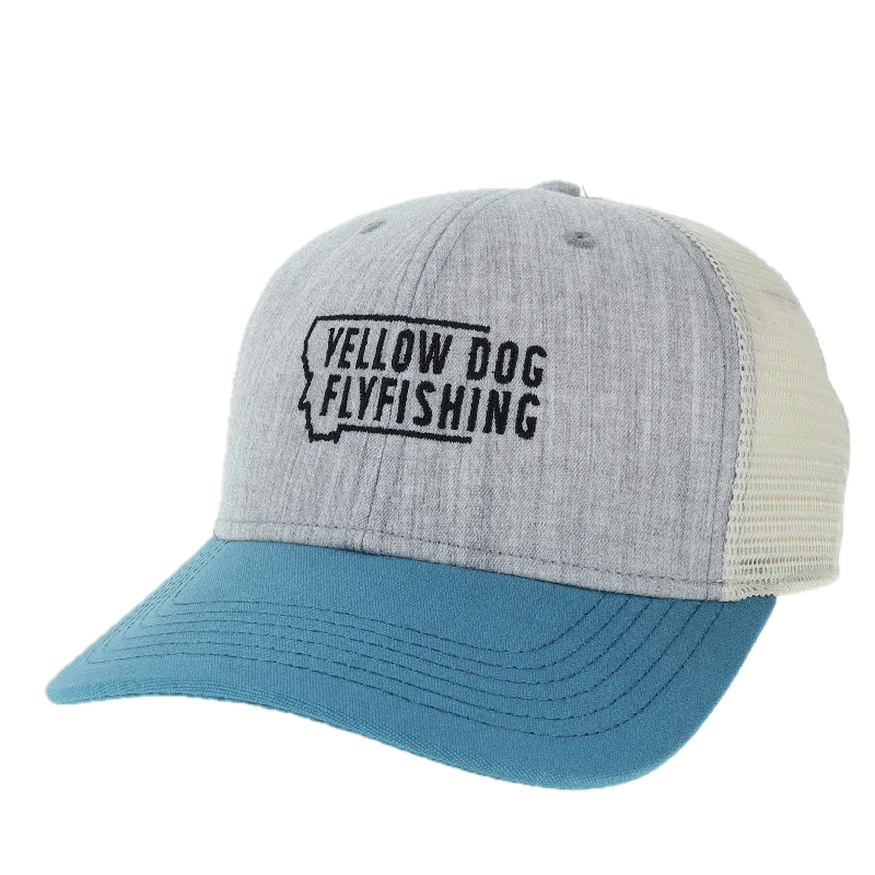 best drop shot rods for finesse fishing Yellow Dog Trucker Hat - Melange Grey/Pacific Blue/Stone