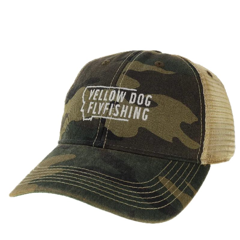 best jerkbaits for winter fishing Yellow Dog Trucker Hat - Army Camo