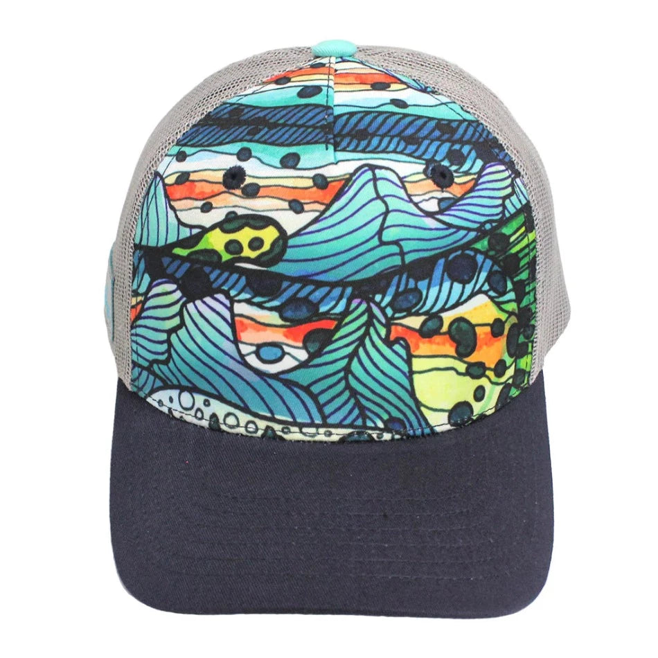 waterproof fishing maps and guides Mt. Cutty Abstract Trucker Hat