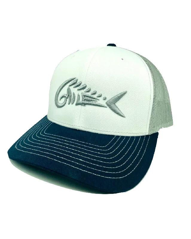travel fishing gear lightweight Navy / Aluminum Skeletal Dolphin Snapback
