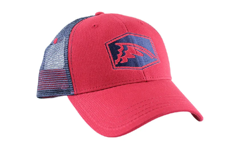 collapsible fishing rod travel Navy & Red Mesh Trucker Hat