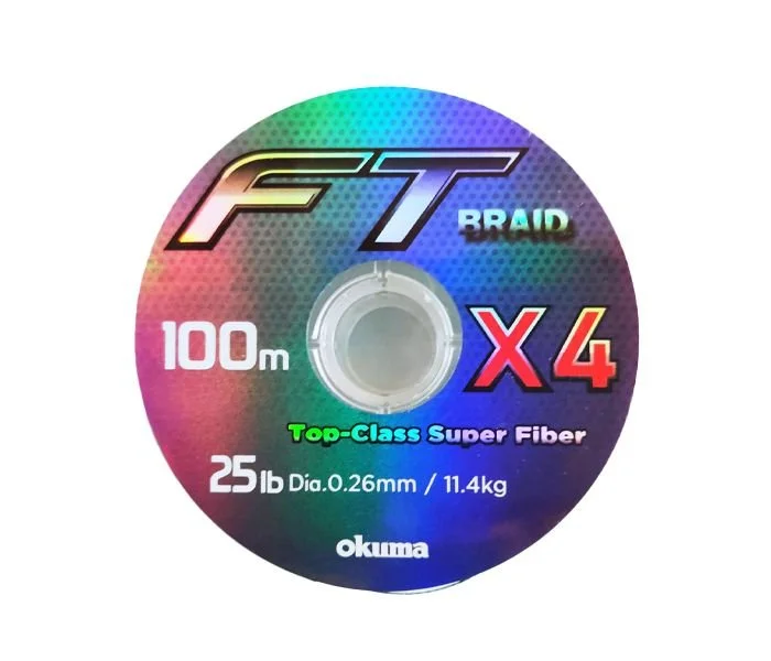 premium fluorocarbon leaders for fly fishing Okuma FT X4 Braid | 100Mt / 110Yd | Deep Green | 10 Connected Spools |