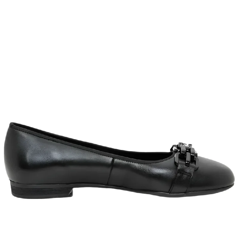 Ara Women's Scout Chain Ballet Flat Black Calf Leather