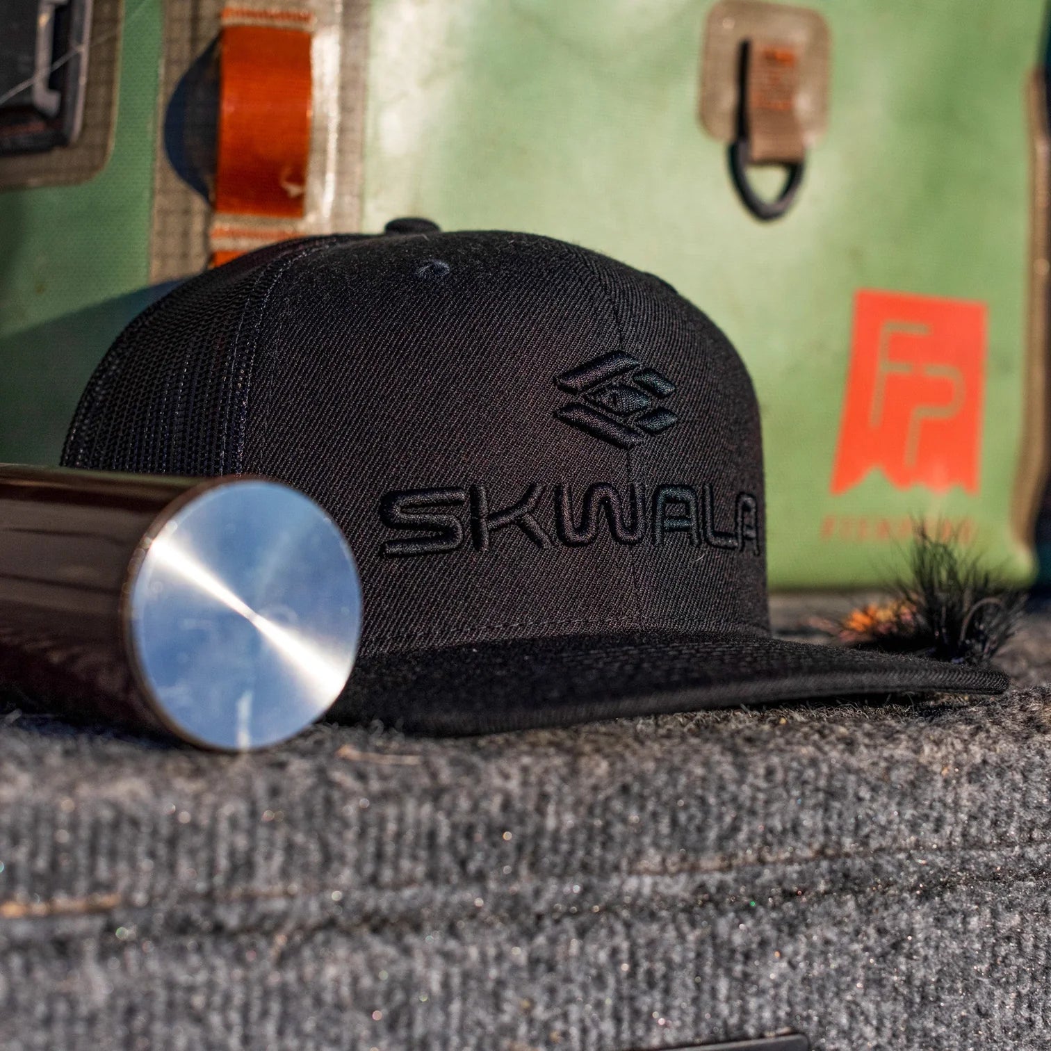 strongest braided fishing line Skwala Raised Flat Bill Hat