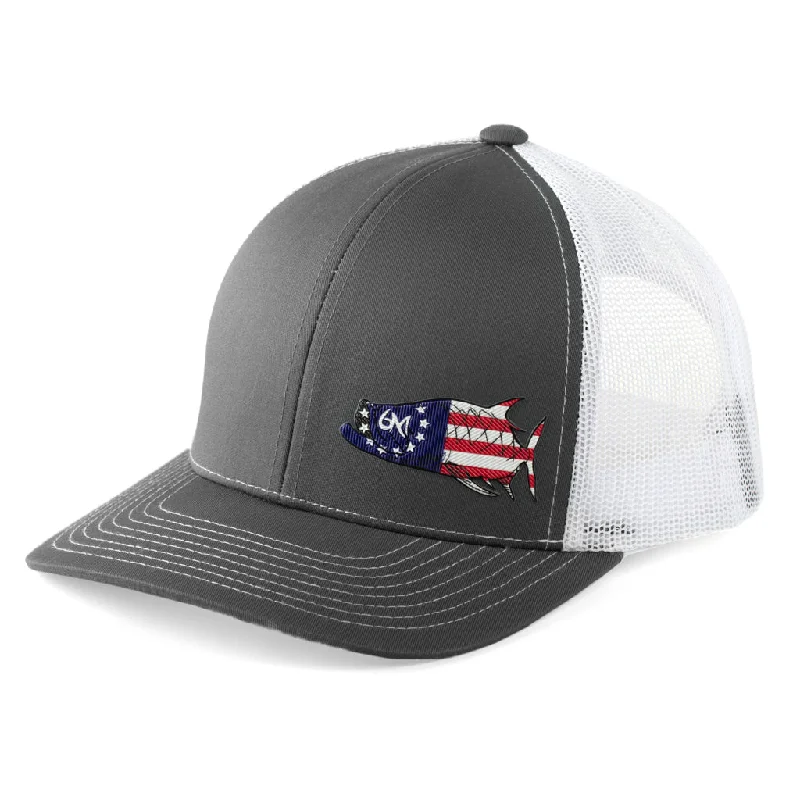 heavy-duty spinning reels for catfish Tarpon Fish + Flag Design Hat