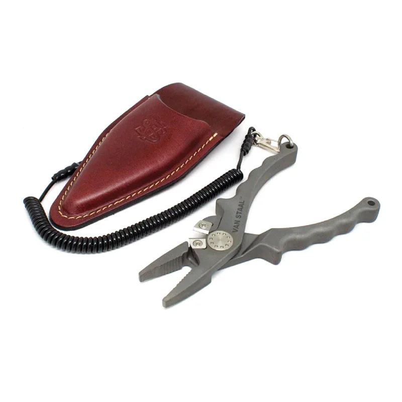 kayak fishing crate systems Van Staal Titanium Pliers with Leather Sheath and Lanyard