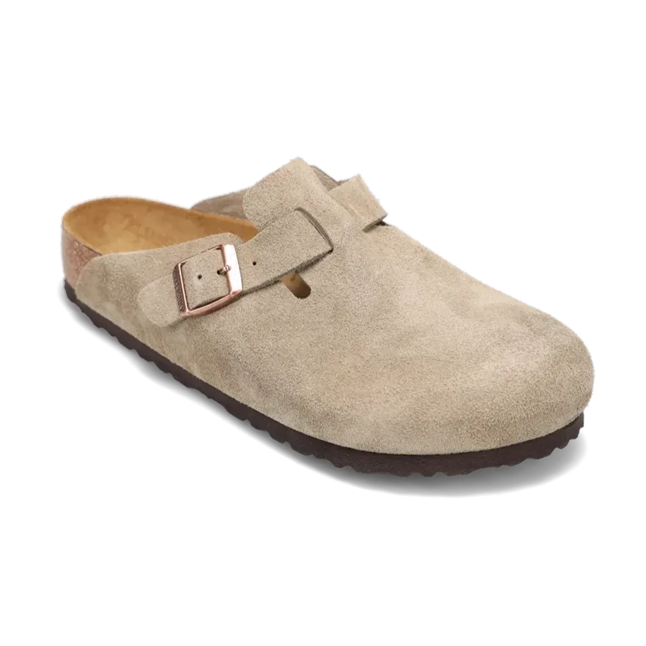 Comfortable Lace-Up Sneakers Women's Boston Soft Footbed Narrow Taupe Suede