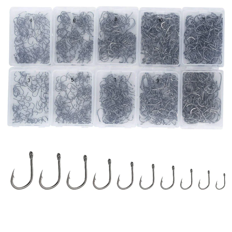 biodegradable fishing line eco-friendly Dr.Fish 1000pcs Black Fishing Hooks Kit