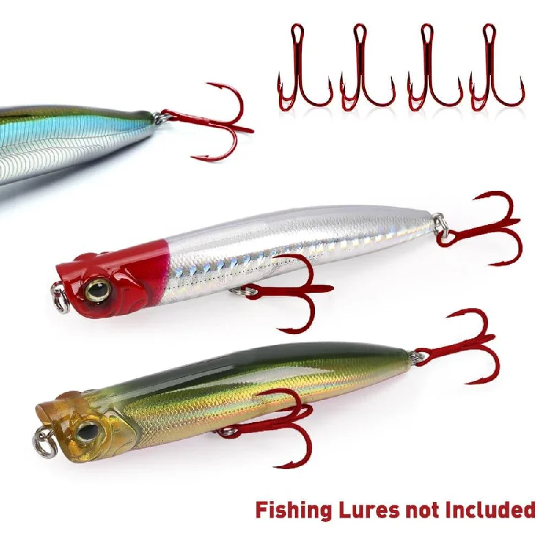 custom fishing rods near me Dr.Fish 60pcs Treble Hooks Red #10 to #1
