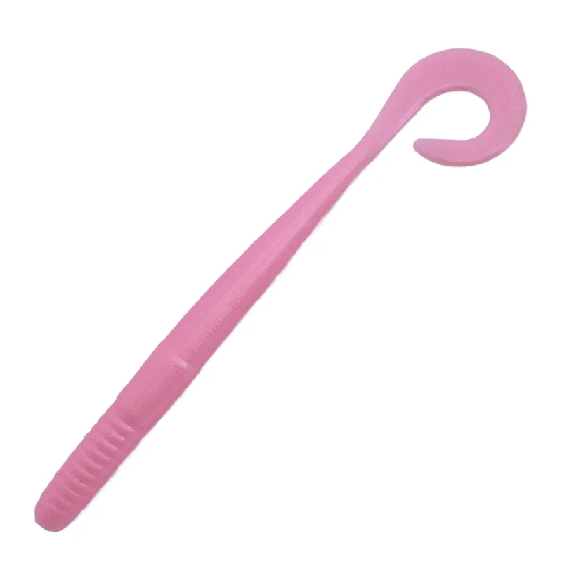 heavy-duty leader wire for sharks Bubblegum Pink Pearl 10 pack- Curlytail Worm 4.5"