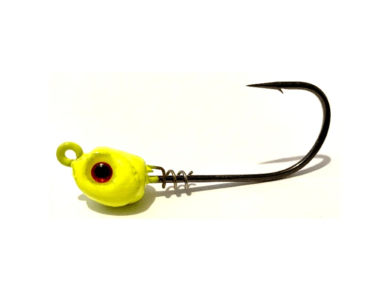 pre-rigged soft plastic baits Chartreuse Inshore Slammer Saltwater Jig Heads 3pk