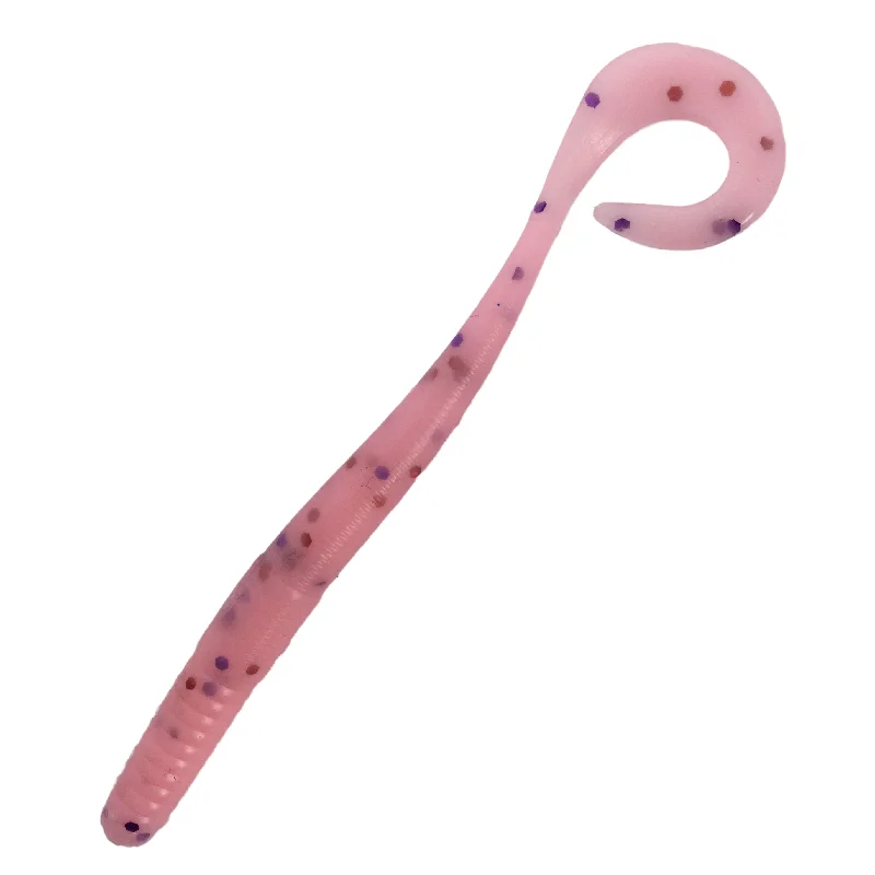 retractable ice fishing tip-ups Cotton Candy 10 pack- Curlytail Worm 4.5"