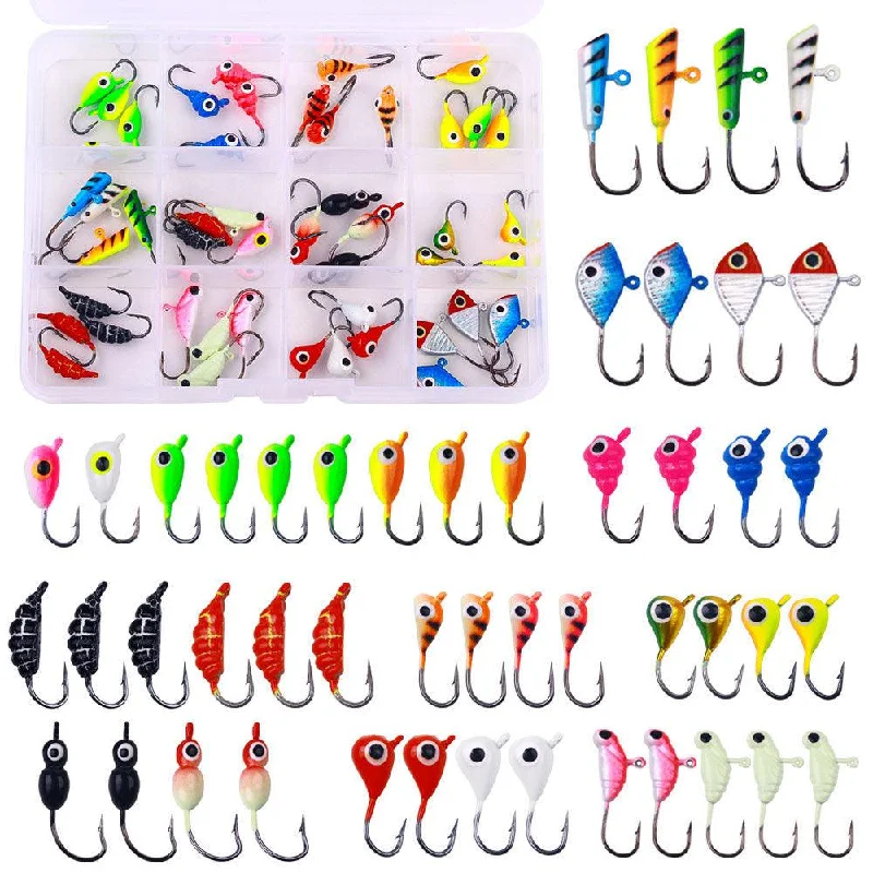 travel fishing gear lightweight Dr.Fish 48pcs Ice Fishing Jig with Box