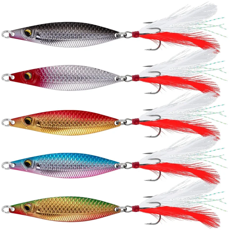 remote control bait boat Dr.Fish 5pcs Metal Roostertail Spoon Lures 15/30g