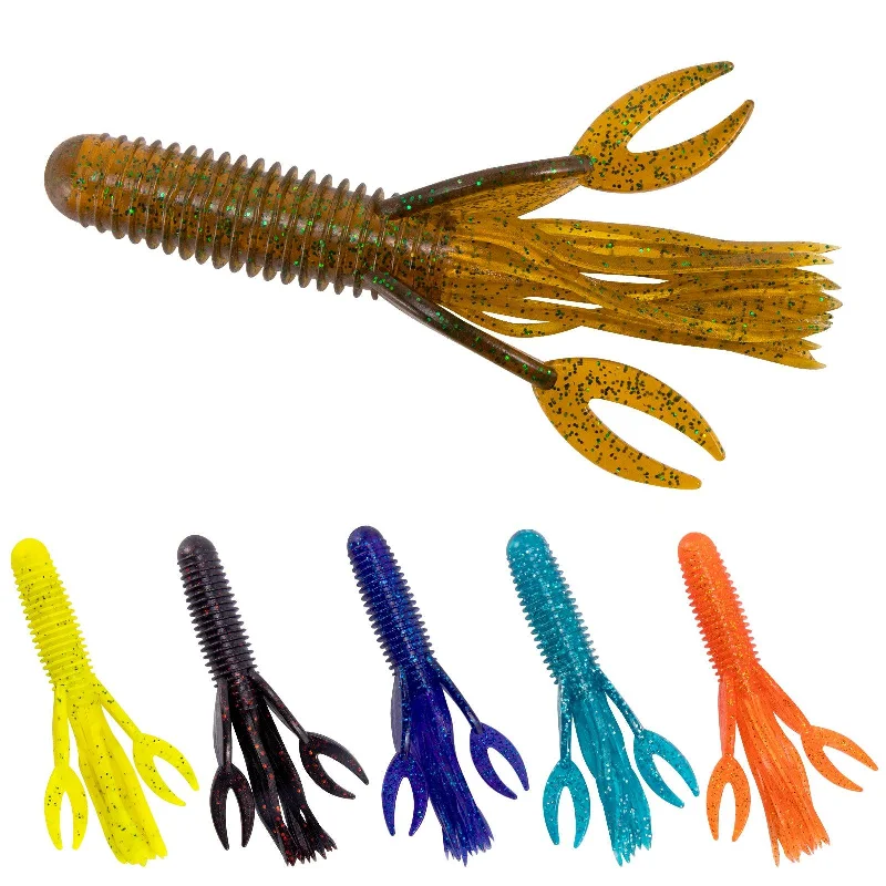 bait buckets with aerator Dr.Fish 10pcs Craw Tube Bait Soft Lure 4''