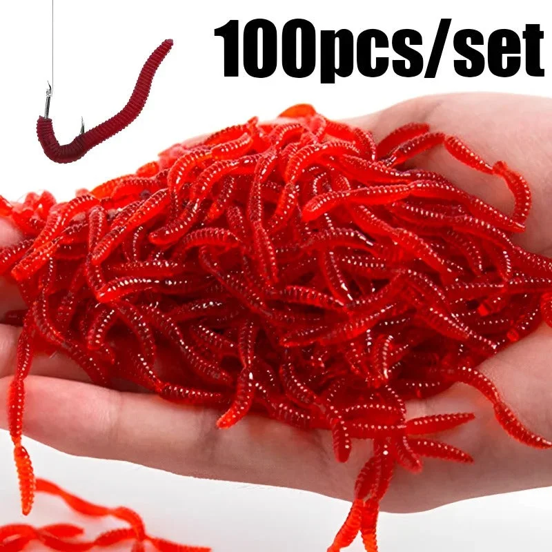 LED night fishing rod tip lights Fishing Lures - Red Worm Soft Lure Earthworm Winter Fishing Silicone Artificial Bait LED night fishing rod tip lights Fishing Lures - Red Worm Soft Lure Earthworm Winter Fishing Silicone Artificial Bait