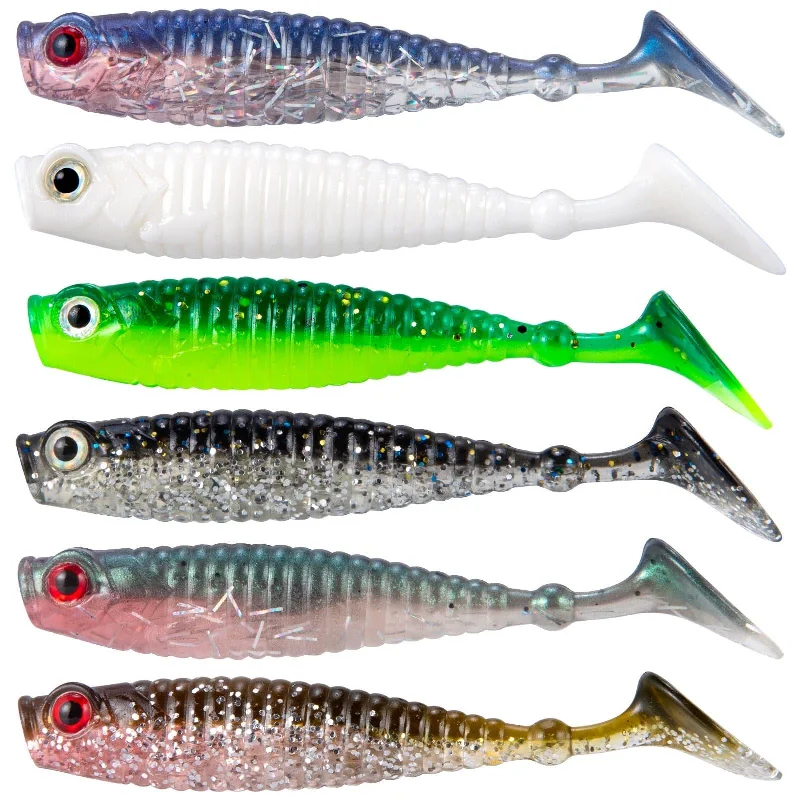 spinning rods for surf fishing Dr.Fish 8pcs Gillter Foil Soft Baits 2.56''