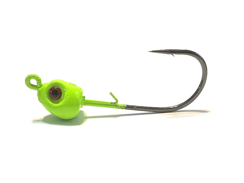 ultra-sharp stainless steel fishing hooks Green Chartreuse J-Slammer Saltwater Jig Heads 3pk