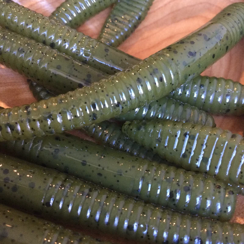 micro jigging rods for ice fishing Green Pumpkin- Viper Tail Worm