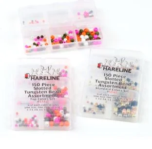 saltwater-resistant inline spinners Hareline 150 Piece Slotted Tungsten Bead Assortment