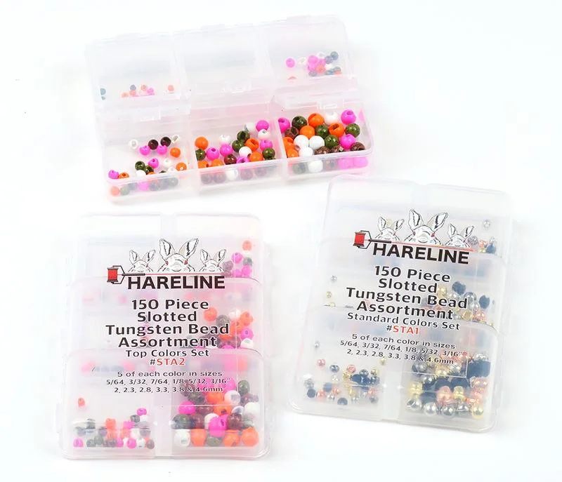 artificial shrimp lures for saltwater Hareline Slotted Tungsten Bead 150 Piece Assortment Standard Colors Set #1