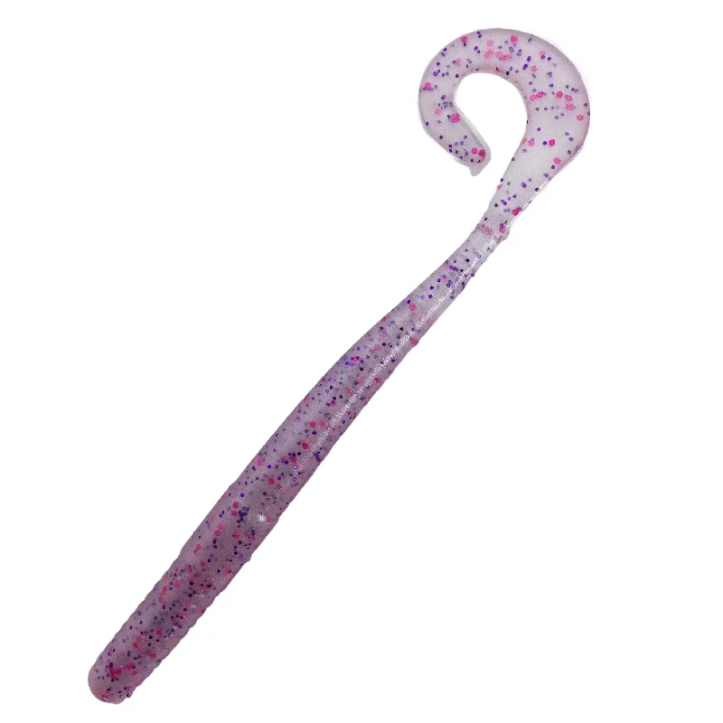 glow-in-the-dark spoon lures Lavender 10 pack- Curlytail Worm 4.5"