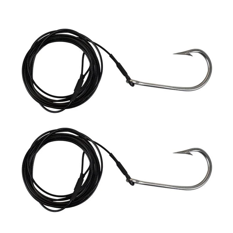 sharpest fishing hooks online Dr.Fish 2pcs Saltwater Fishing Hooks with Steel Cable