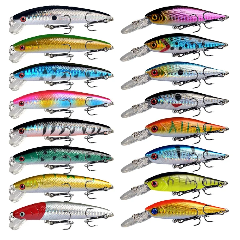 best fishing spots near me Set Mixed 16pcs/Lot 2 Models Minnows Fishing Lures