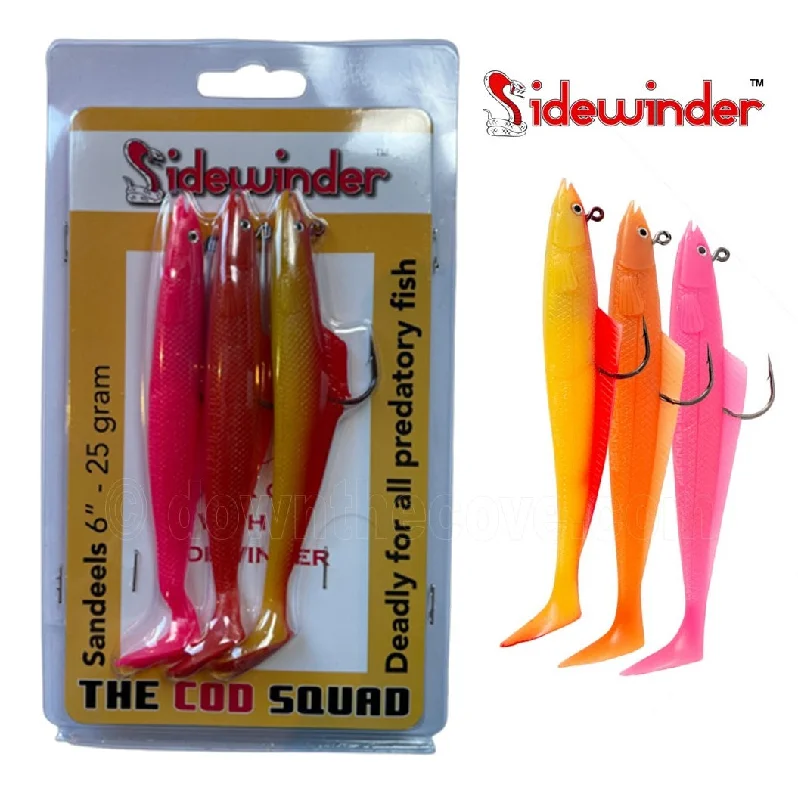magnetic fishing tackle storage Sidewinder 6" 25g Cod Squad Sandeel (3 pack)