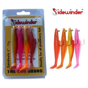 fly fishing leaders and tippets Sidewinder Cod Squad Sandeel 4" 10g Mixed Pack of Lures fly fishing leaders and tippets Sidewinder Cod Squad Sandeel 4" 10g Mixed Pack of Lures