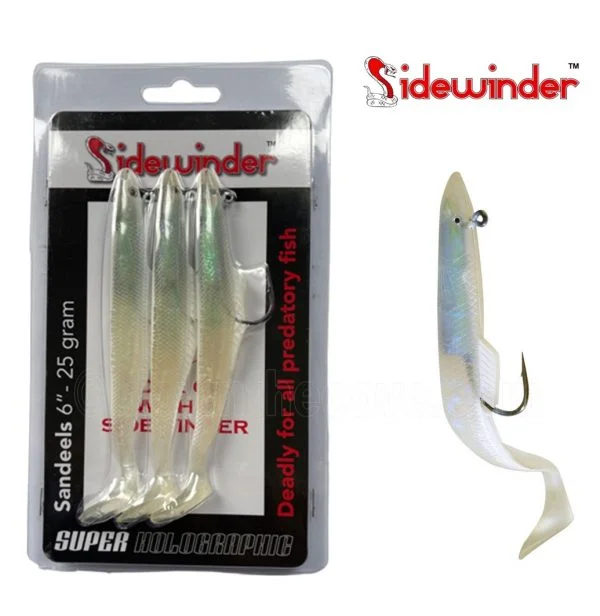 deep sea fishing rods wholesale Sidewinder Holographic Sandeel 6" Pearl 25g (Pack of 3 Lures) deep sea fishing rods wholesale Sidewinder Holographic Sandeel 6" Pearl 25g (Pack of 3 Lures)
