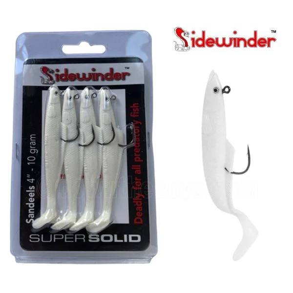 freshwater fishing baits top-rated Sidewinder Super Solid Sandeel 4" Ghost White 10g Pack of 4 Fishing Lures freshwater fishing baits top-rated Sidewinder Super Solid Sandeel 4" Ghost White 10g Pack of 4 Fishing Lures