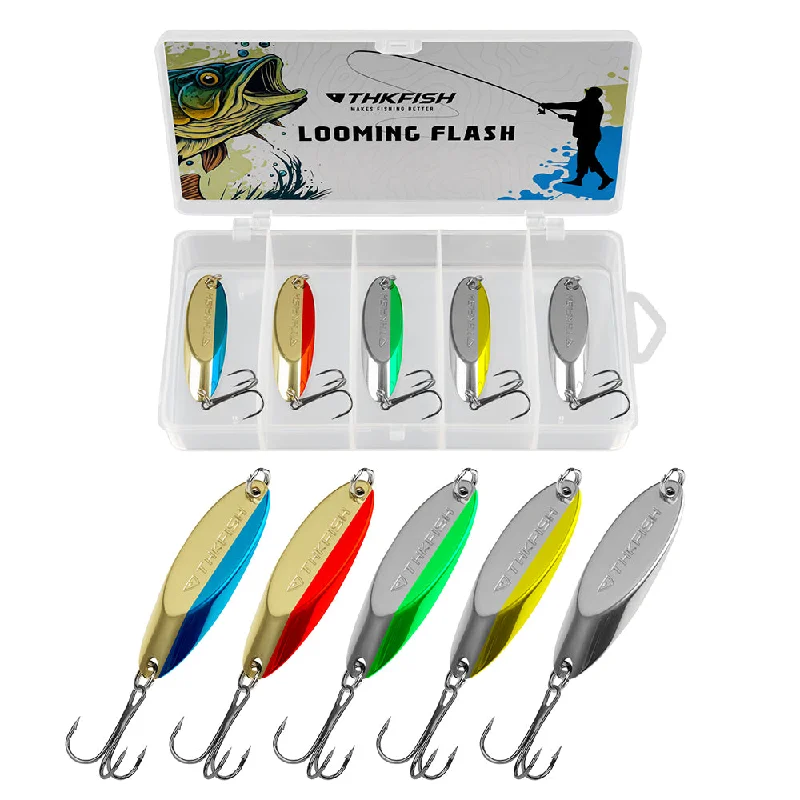 extra-large surf fishing tackle bags THKFISH 5pcs Fishing Spoons Lures For Bass