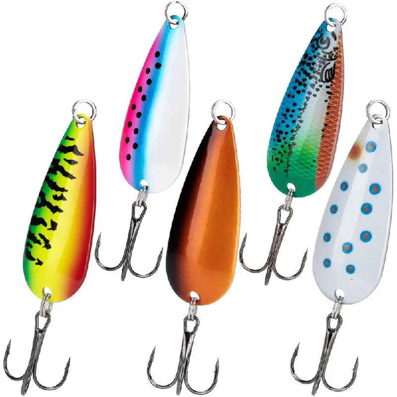 multi-pocket fly fishing vests THKFISH 7 Sizes 5pcs Fishing Spoons Lures